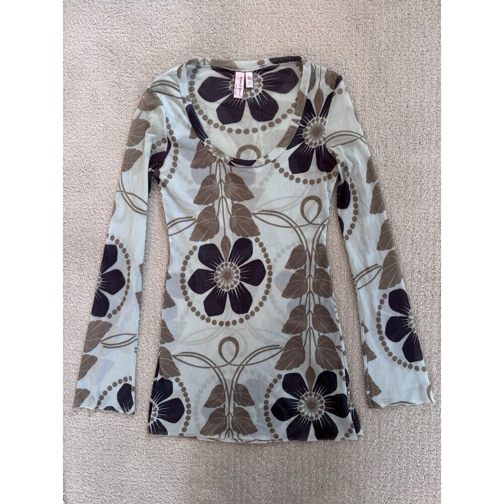 Sweet Pea Top Medium Floral Flared Sleeve Mesh Fairy Grunge Whimsigoth Layer Y2K